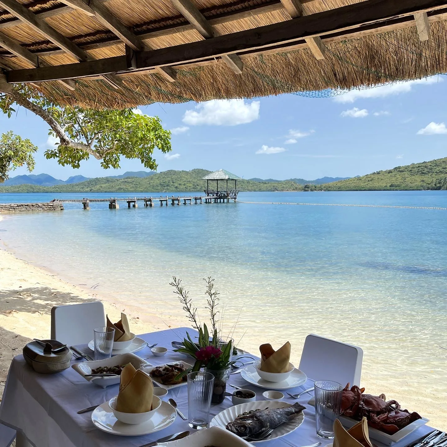 Lunch set up on the beach